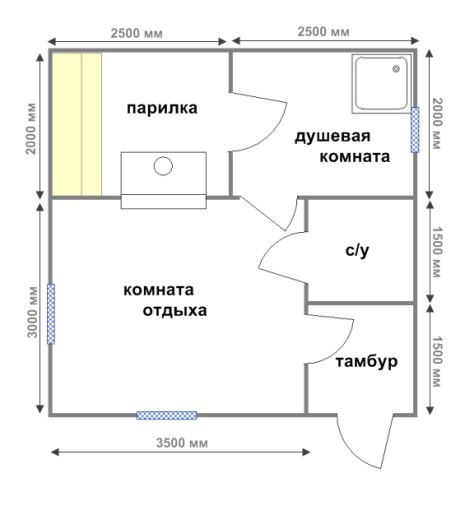 План бани 4х5 мойка и парилка отдельно План бани 4х5 мойка и парилка отдельно