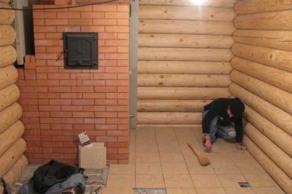 
			Полы в моечной бани		